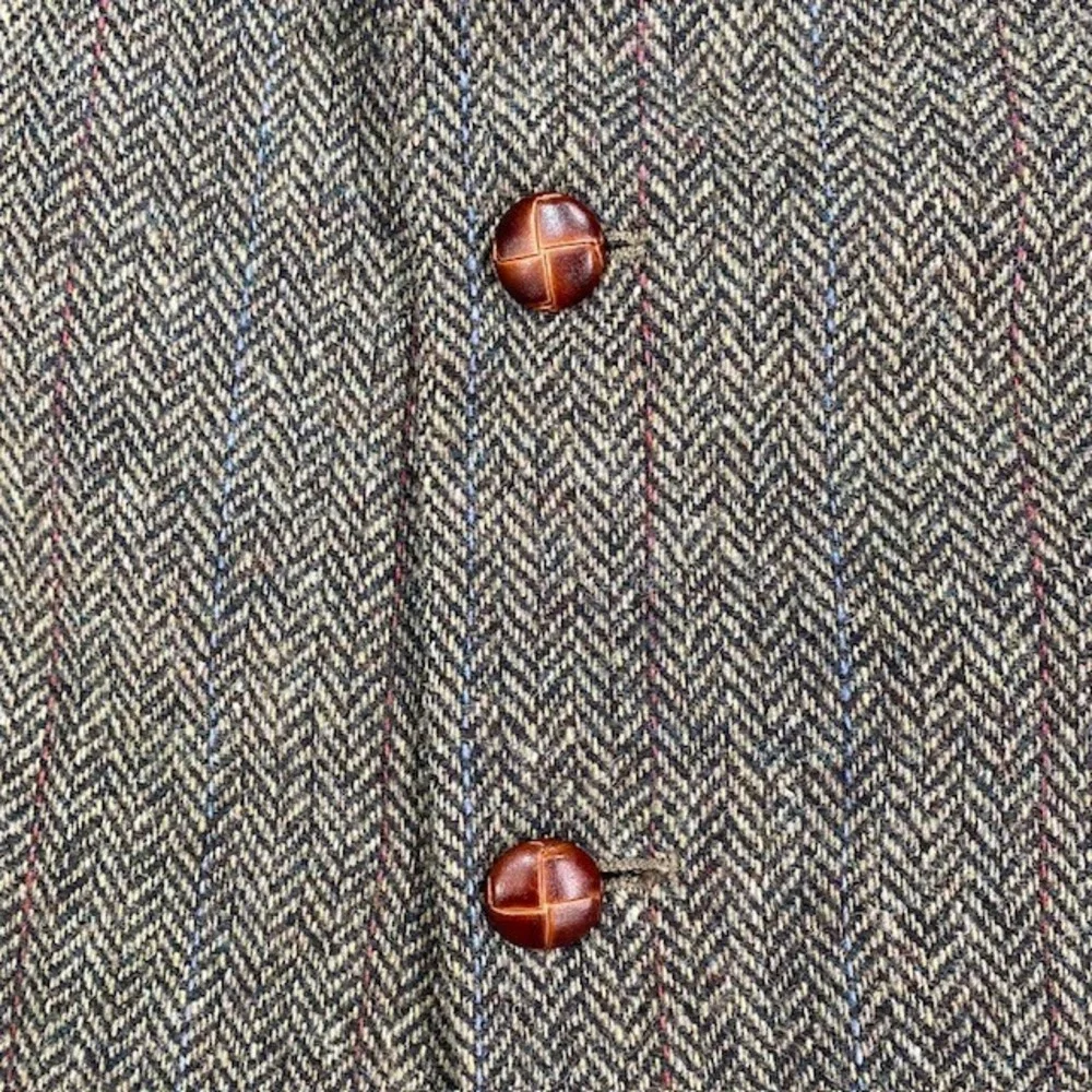 Mens 44L Brown Tweed Herringbone 100% Wool Blazer Jacket English Manor - Picture 11 of 15